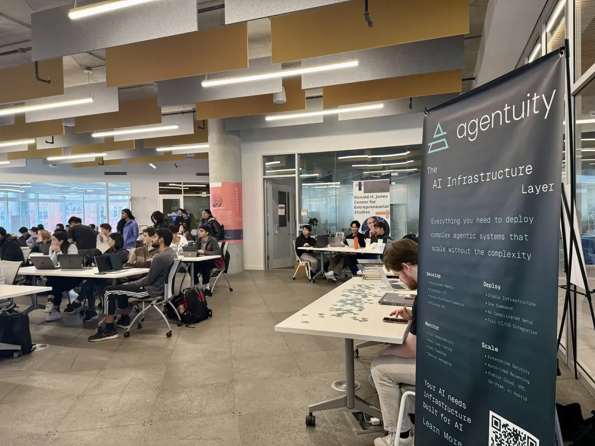 Agentuity booth at Nova Hackathon